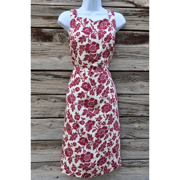 Ann Taylor Red and White Floral Silk Dress - Picture 1 of 5